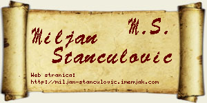 Miljan Stančulović vizit kartica